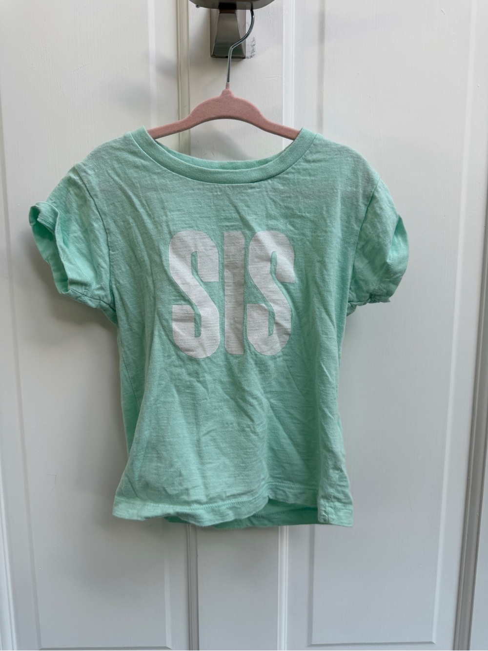 Little Eleven Paris Girls 4 Mint Green SIS Short Sleeve Tee Shirt Top Blouse
